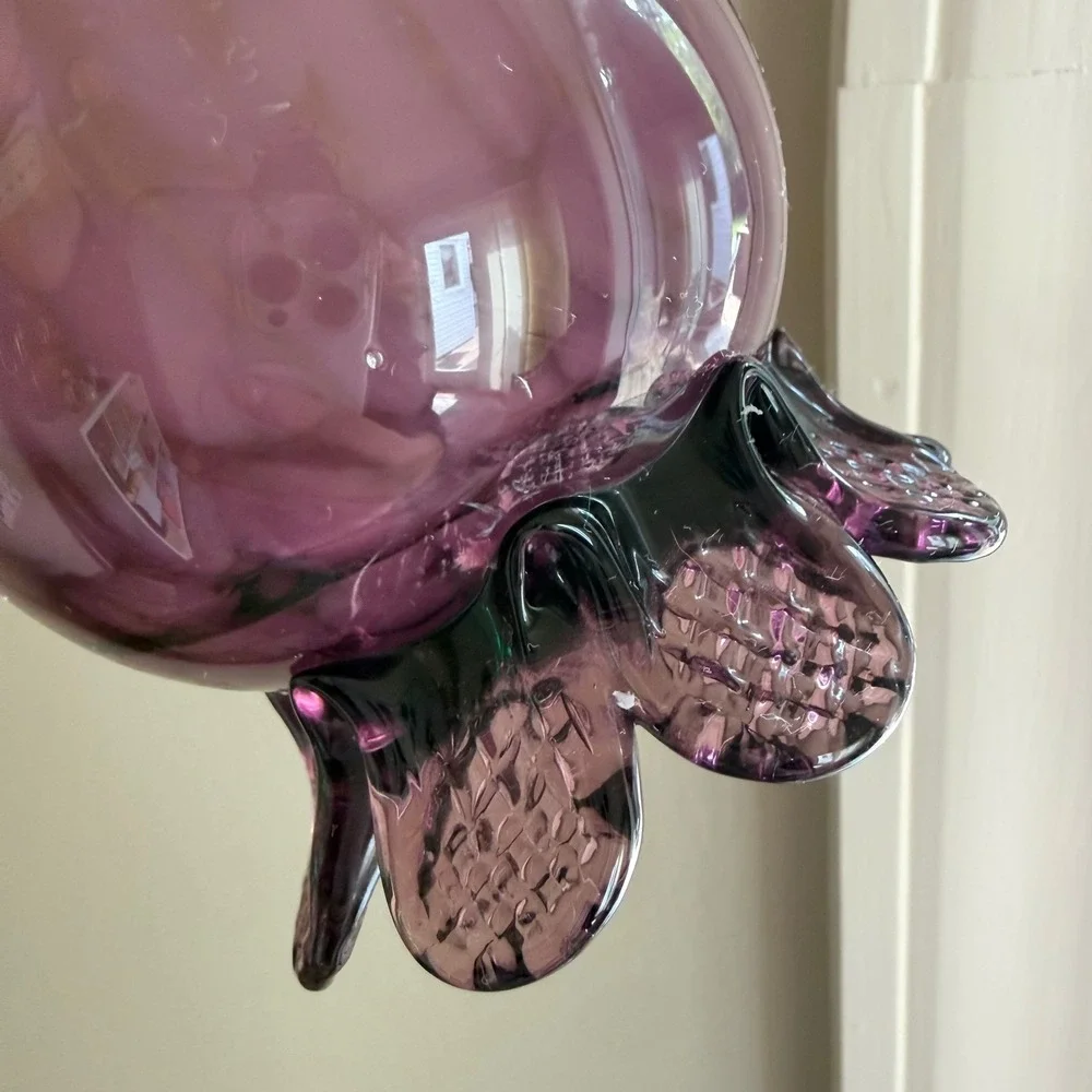 Vintage Altaglass Bud Vase Purple Art Glass Tall Hand Blown Canadian 10 Inch MCM